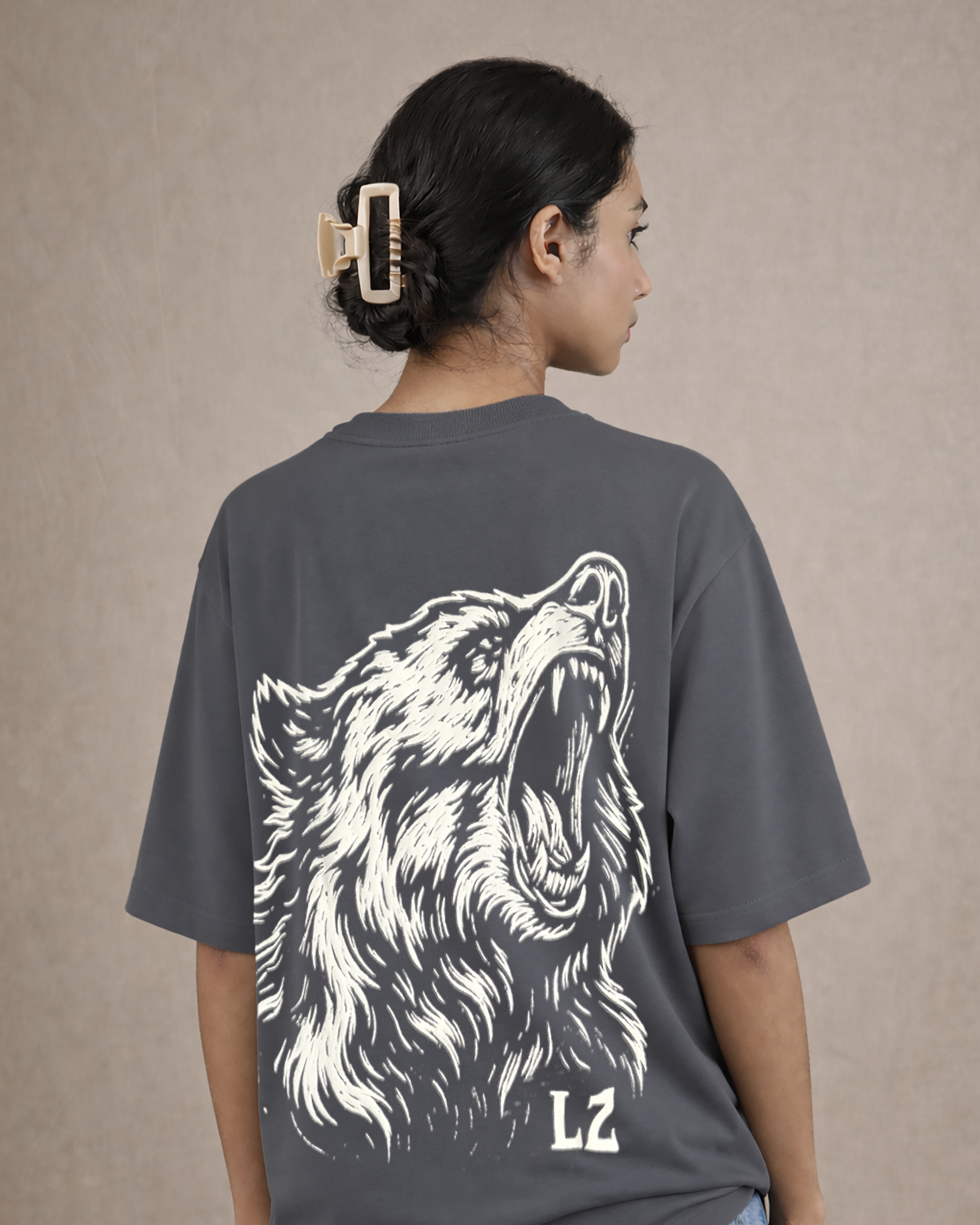 ALPHA ROAR OVERSIZED TEE (CHARCOAL GREY COLOR)